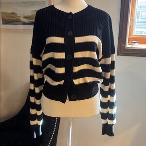 Frank & Oak Black and White Button-Up Cardigan
